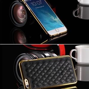 Apple IPhone 6 Black Leather Quilted Cell Case